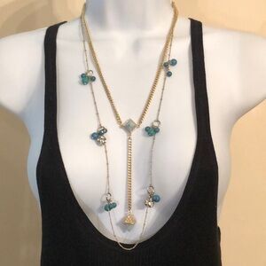 Curated bundle trendy statement layered look chain necklaces j.crew + Y drop